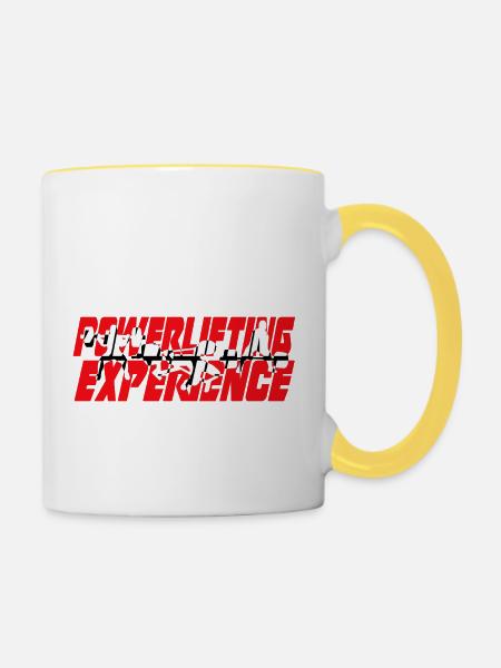 powerlifting ERFAHRUNG - Tasse zweifarbig - Weiß/Gelb