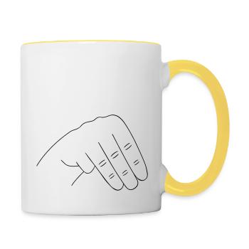 Handzeichen - Tasse zweifarbig - Weiß/Gelb - Rechts