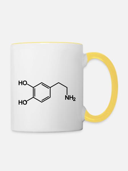 Dopamin / Glückshormon - Tasse zweifarbig - Weiß/Gelb