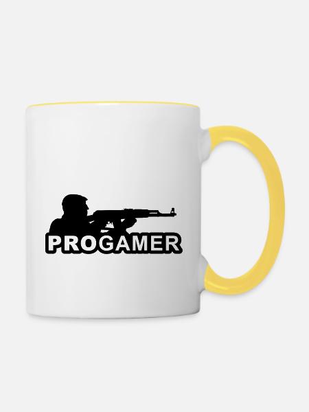 Gamer - Tasse zweifarbig - Weiß/Gelb