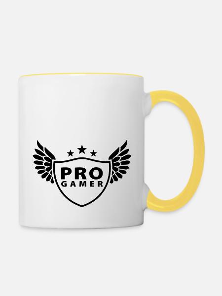 progamer - Tasse zweifarbig - Weiß/Gelb