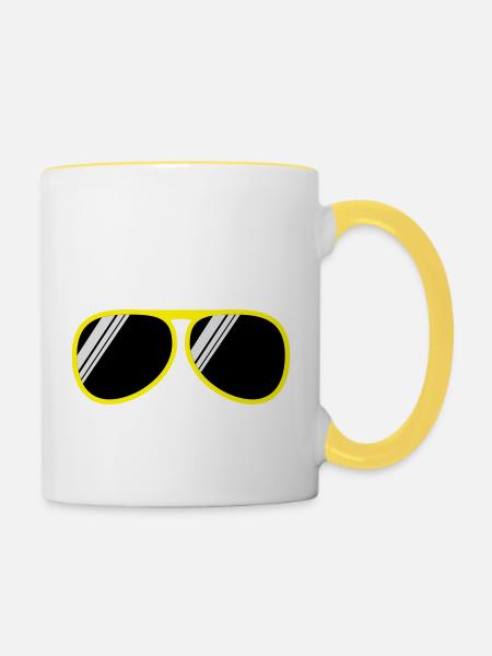 brille - Tasse zweifarbig - Weiß/Gelb