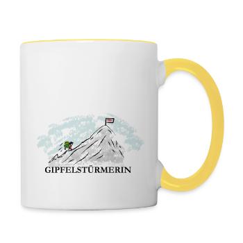 Gipfelstürmerin - Tasse zweifarbig - Weiß/Gelb - Rechts