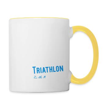J'ai triathlon t-shirt drole - Mug contrasté - blanc/jaune - Droite
