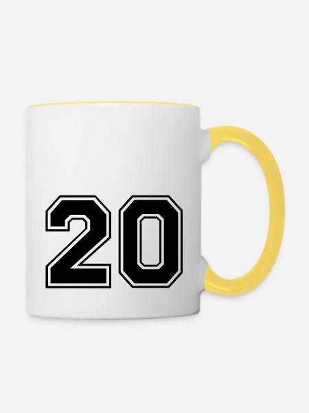 zwanzig - Tasse zweifarbig - Weiß/Gelb