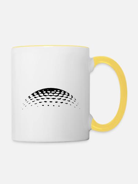 Golfball schwarz - Tasse zweifarbig - Weiß/Gelb