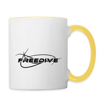 Freedive Design - Tasse zweifarbig - Weiß/Gelb - Rechts