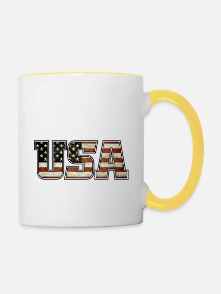 USA - Tasse zweifarbig - Weiß/Gelb
