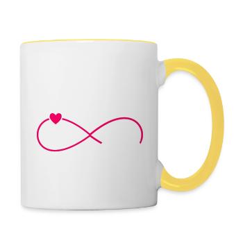 Unendlichkeit Symbol Schlager Infinity - Tasse zweifarbig - Weiß/Gelb - Rechts