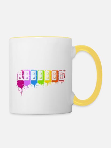 Rainbow Cassettes - Tasse zweifarbig - Weiß/Gelb