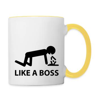 like a boss - Mug contrasté - blanc/jaune - Droite