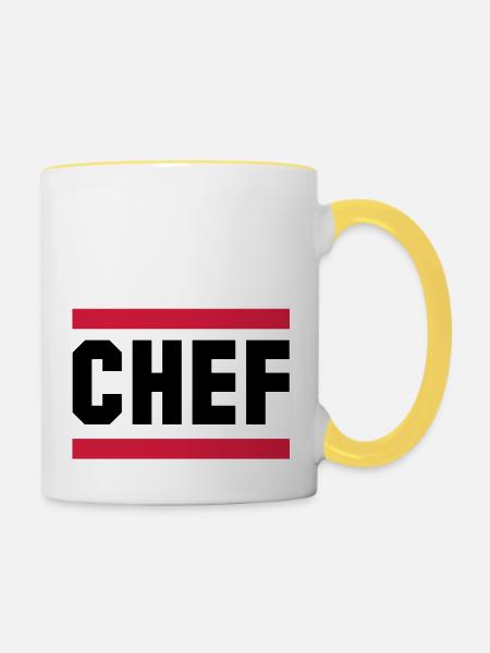 chef - Tasse zweifarbig - Weiß/Gelb