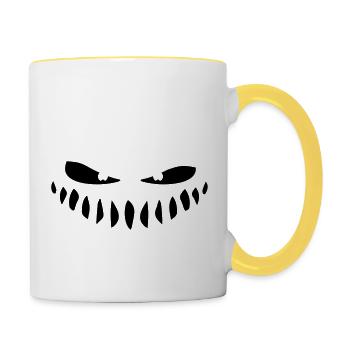 boese monstre yeux bouche fascible bande dessinée - Mug contrasté - blanc/jaune - Droite
