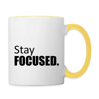 design concentré rester concentré koenig poster affiche - Mug contrasté - blanc/jaune - Droite