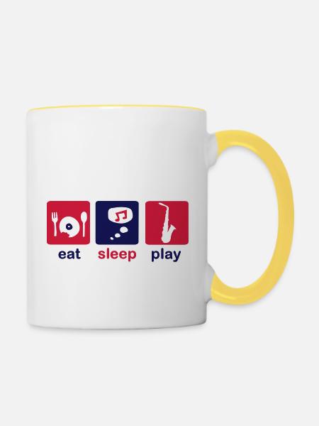 saxophone - Tasse zweifarbig - Weiß/Gelb