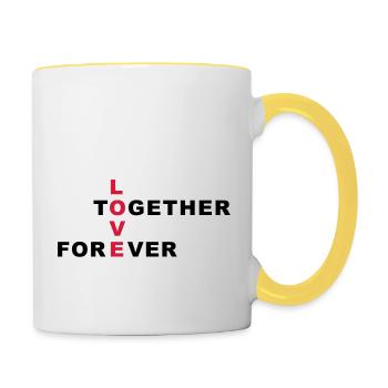 Amour toujours ensemble - Mug contrasté - blanc/jaune - Droite