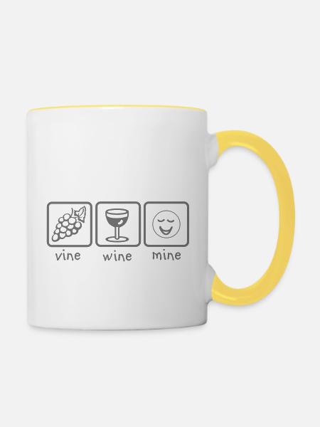 Vine Wine-Mine - Tasse zweifarbig - Weiß/Gelb
