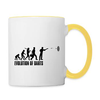 logo text evolution of entwicklung cool spielen da - Tasse zweifarbig - Weiß/Gelb - Rechts