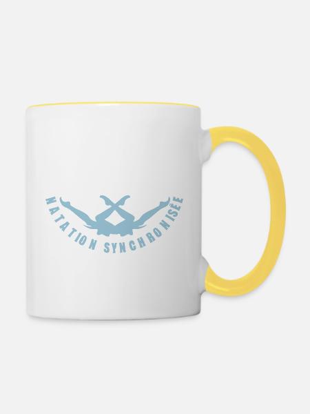 synchronisee2 schwimmen synchron schwimmen - Tasse zweifarbig - Weiß/Gelb
