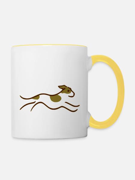 Kromfohrländer - Tasse zweifarbig - Weiß/Gelb