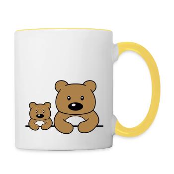 child young baby dad mom family 2 friends team - Contrasting Mug - white/yellow - Right