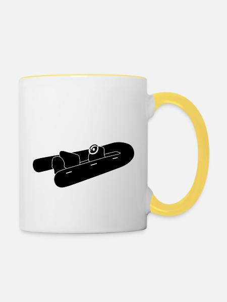 Schlauchboot_g1 - Tasse zweifarbig - Weiß/Gelb
