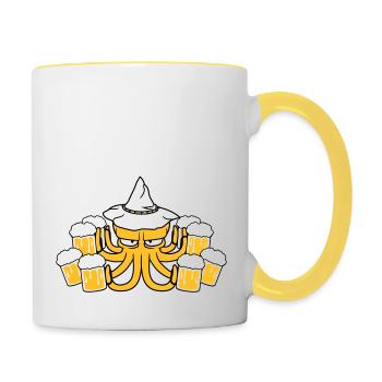 bier saufen trinken durst party feiern - Tasse zweifarbig - Weiß/Gelb - Rechts