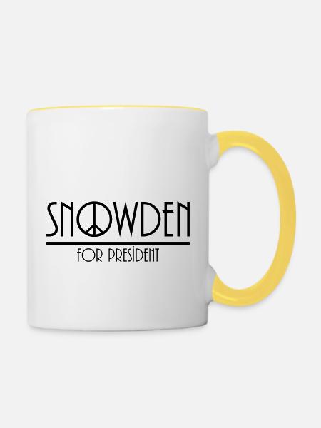snowden for president - Tasse zweifarbig - Weiß/Gelb