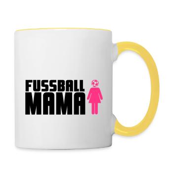 Fußball-Mama - Tasse zweifarbig - Weiß/Gelb - Rechts