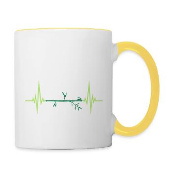 silhouette de plante de fréquence cardiaque pulsation bambou - Mug contrasté - blanc/jaune - Droite