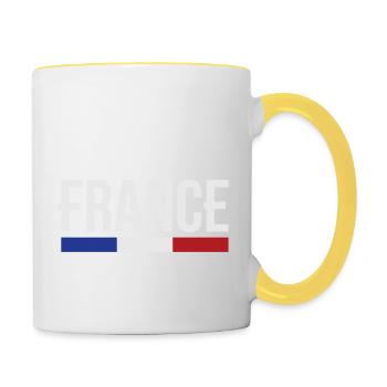 France drapeau bleu blanc rouge B - Mug contrasté - blanc/jaune - Droite