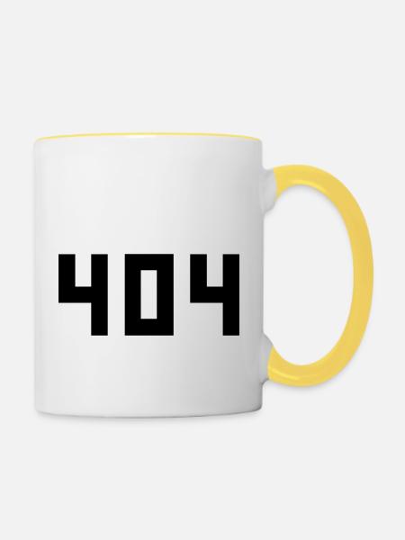 cool error 404 fehlermeldung falsch kein internet - Tasse zweifarbig - Weiß/Gelb