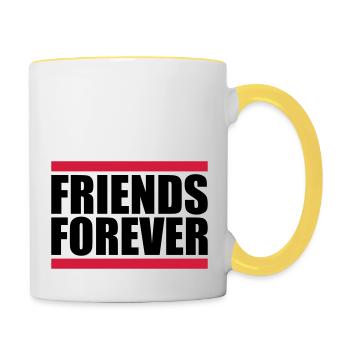 friends forever team crew party freunde freundin b - Tasse zweifarbig - Weiß/Gelb - Rechts