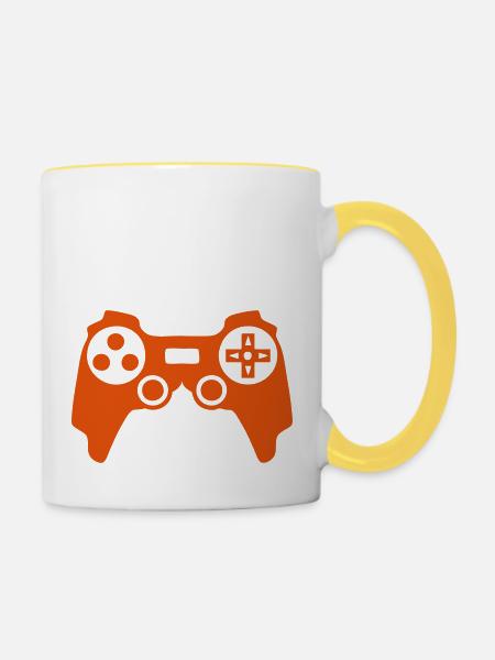 Joystick Paddle Video-Joystick - Tasse zweifarbig - Weiß/Gelb