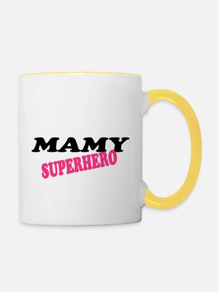Mamy superhero - Tasse zweifarbig - Weiß/Gelb