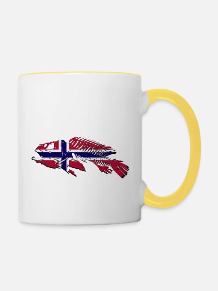 Norway Fishing - Tasse zweifarbig - Weiß/Gelb