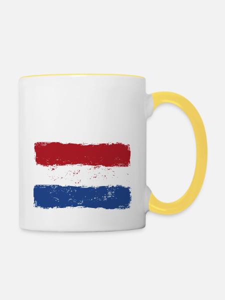 Netherlande Flag - Tasse zweifarbig - Weiß/Gelb