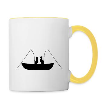 crew 2 freunde team paar verein meer boot angler s - Tasse zweifarbig - Weiß/Gelb - Rechts