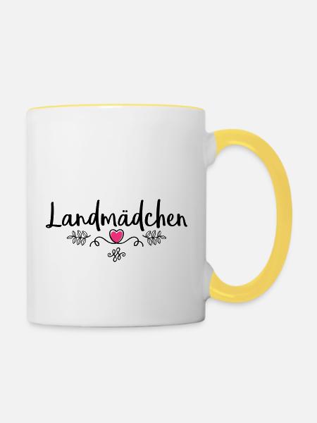 landmaedchen herz - Tasse zweifarbig - Weiß/Gelb