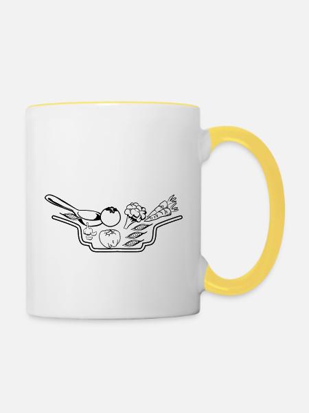 gemüse teller suppe - Tasse zweifarbig - Weiß/Gelb