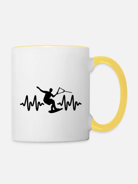 wakeboarden - Tasse zweifarbig - Weiß/Gelb