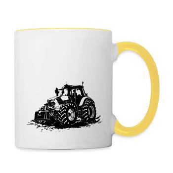 Traktor - Trecker - Schlepper - Landwirt - Tasse zweifarbig - Weiß/Gelb - Rechts