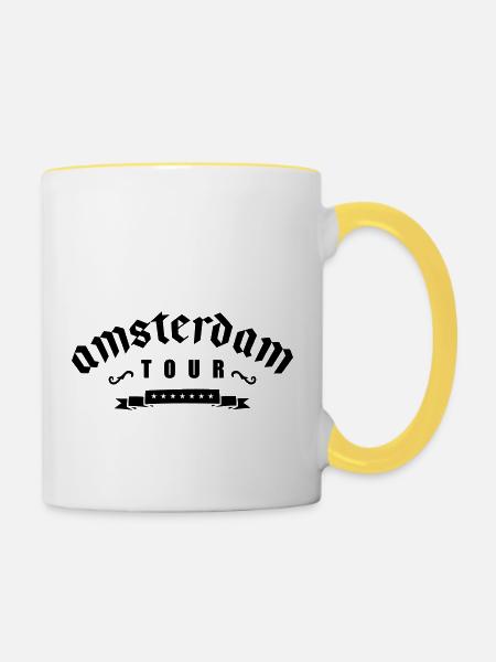 amsterdam tour - Tasse zweifarbig - Weiß/Gelb