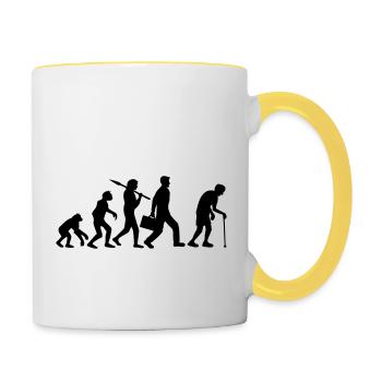 Evolution grandpa design - Contrasting Mug - white/yellow - Right