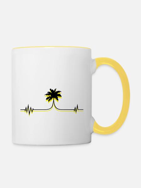 palme puls - Tasse zweifarbig - Weiß/Gelb