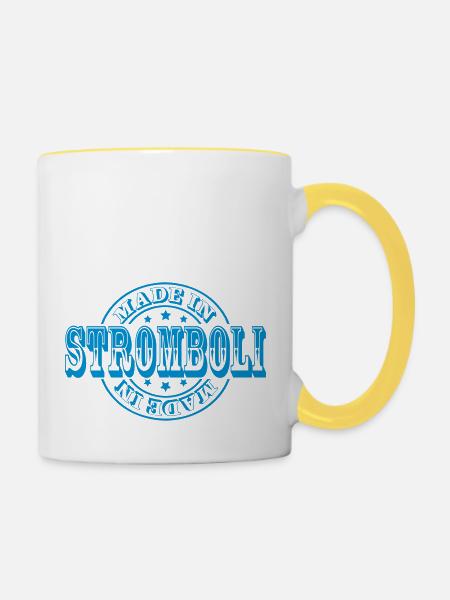 made in stromboli m1 - Tasse zweifarbig - Weiß/Gelb