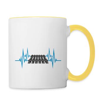 Puls Herzschlag Gleis - Tasse zweifarbig - Weiß/Gelb - Rechts