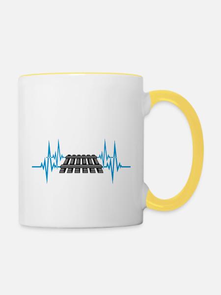 Pulse heartbeat track - Contrasting Mug - white/yellow