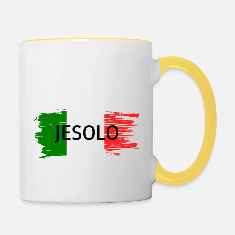 Jesolo sur drapeau - Mug contrasté - blanc/jaune