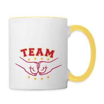 Freunde Faeuste Team - Tasse zweifarbig - Weiß/Gelb - Rechts